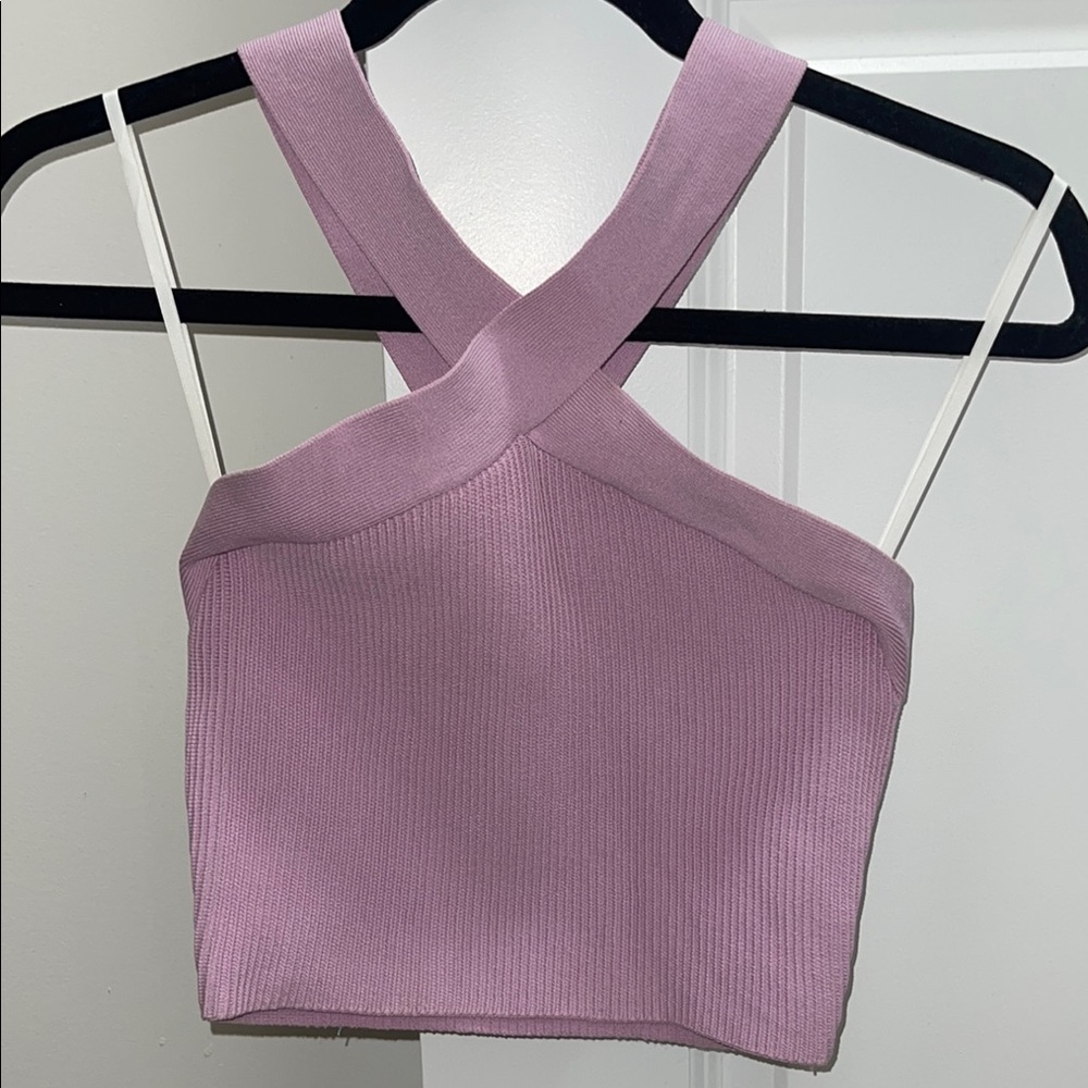Babaton Pink Ribbed Crop Tank